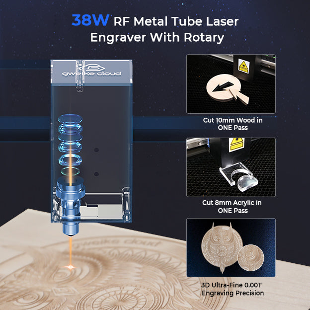 Gweikecloud – Metallrohr-Rotations-Laserschneider & -gravierer (38 W), RF